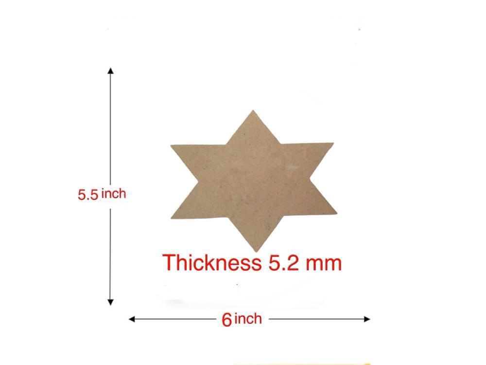 WOODEN MDF 6 POINTED STAR